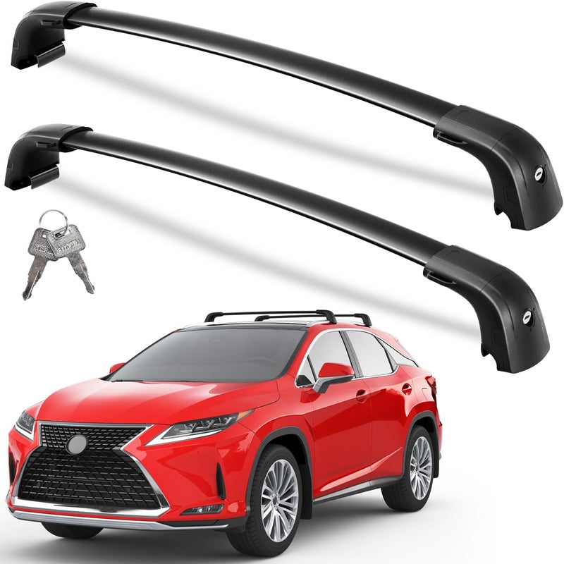 wonderdriver Lockable Roof Rack Cross Bars 220lbs Compatible with Lexus RX 2016-2022 RX350 RX350L RX450h RX450hL(with Flush Side Rails),Heavy Duty Aluminum Roof Rails Crossbars Black Rooftop Luggage - Image 1